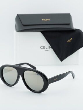Celine CL40300U APRES SKI CAPSULE 01C Aviator Sunglasses - Shiny Black/Silver